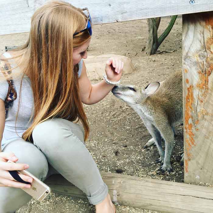 Nina next to a kangaroo